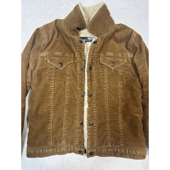 Earl Jean Mens Corduroy Sherpa Jacket Tan Brown Western Workwear Size Large - Picture 1 of 9